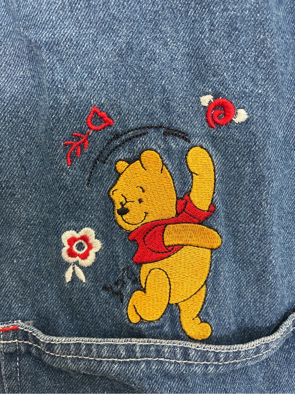 VTG Disney Denim Overall Dress with Winnie the Pooh & Tigger Embroidery Medium - Picture 10 of 13